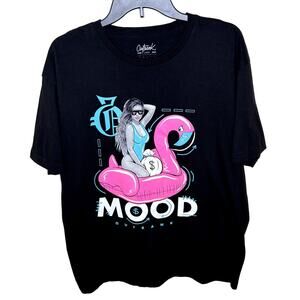 OUTRANK MEN'S BLACK/PINK/WHITE SHORT SLEEVE GRAPHIC CREW NECK T-SHIRT SIZE LARGE
